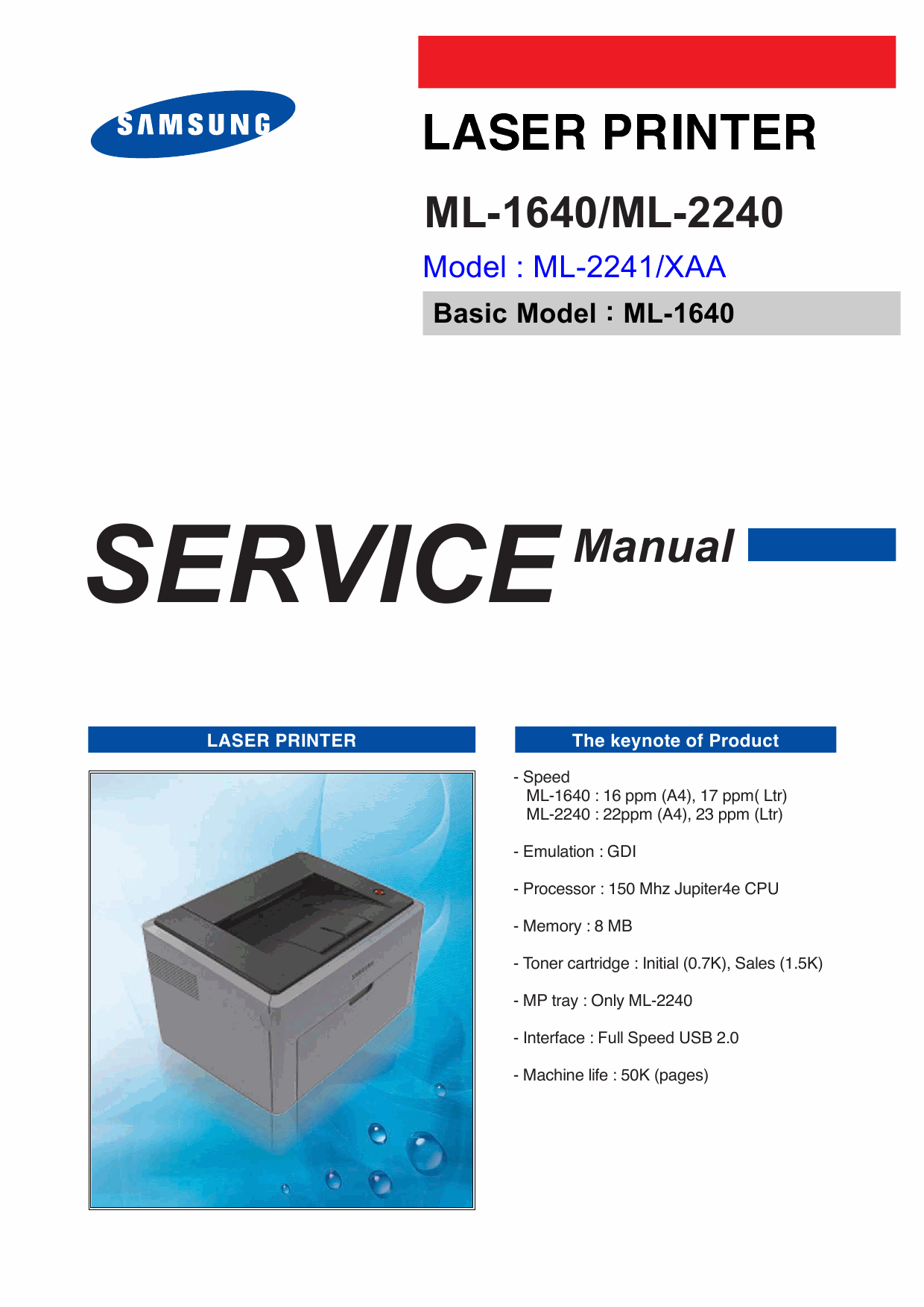Samsung Laser-Printer ML-2241 Parts and Service Manual-1